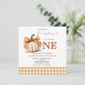 秋我々の小さなカボチャターニングワン誕生日 招待状 (スタンド正面)