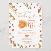 秋我々の小さなトルコは1歳の誕生日を回している 招待状 (正面/裏面)