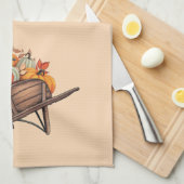 秋手押し車とカボチャ キッチンタオル (四つ折り)