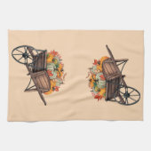 秋手押し車とカボチャ キッチンタオル (横)