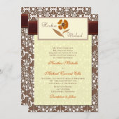 秋押し花結婚式招待状 招待状 (正面/裏面)