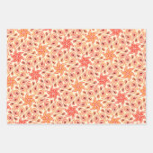 秋抽象芸術花ペイズリーパターンオレンジ秋 ラッピングペーパーシート (正面)