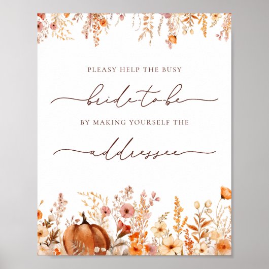 秋救済の忙し花嫁の住所と封筒 ポスター (正面)