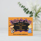 秋教会の学校のトランクまたは治療招待状 ポストカード (スタンド正面)