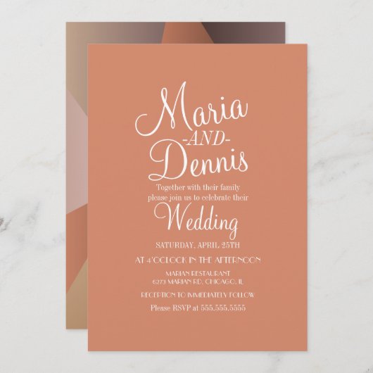 秋数モダン幾何カラフル結婚の 招待状 (正面/裏面)