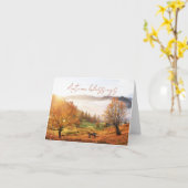 秋文字付き田舎のカスタム樹木 カード (黄色い花)