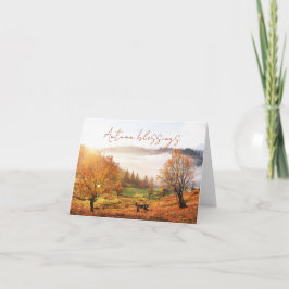 秋文字付き田舎のカスタム樹木 カード