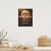 秋文字列ライトツリー結婚のウェルカムサイン ポスター (キッチン)