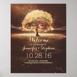 秋文字列ライトツリー結婚のウェルカムサイン ポスター