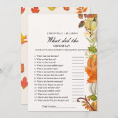 秋新郎新婦トリビアブライダルシャワーゲームカード 案内状 (正面/裏面)