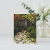 秋日本のの茶室と庭園 ポストカード (スタンド正面)