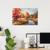 秋日本のトレイル ポスター (ホームオフィス)