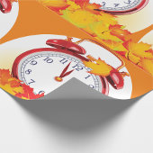 秋時変化紅葉及びレトロ時計 ラッピングペーパー