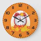 秋時変化紅葉及びレトロ時計 ラージ壁時計 (正面)