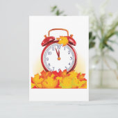 秋時変化紅葉及びレトロ時計 招待状 (スタンド正面)