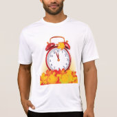 秋時変化紅葉及びレトロ時計 Tシャツ (正面)