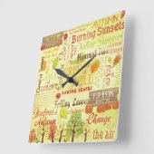 秋時計の時刻 スクエア壁時計 (傾斜)