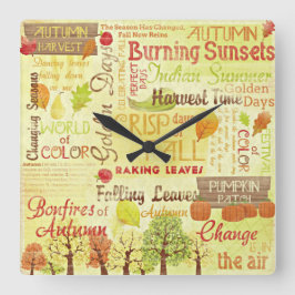 秋時計の時刻 スクエア壁時計