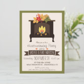 秋暖炉、秋の色の引っ越し祝いパーティーパーティー 招待状 (スタンド正面)