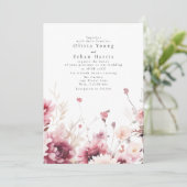 秋暗い赤紫色結婚式招待状 招待状 (スタンド正面)