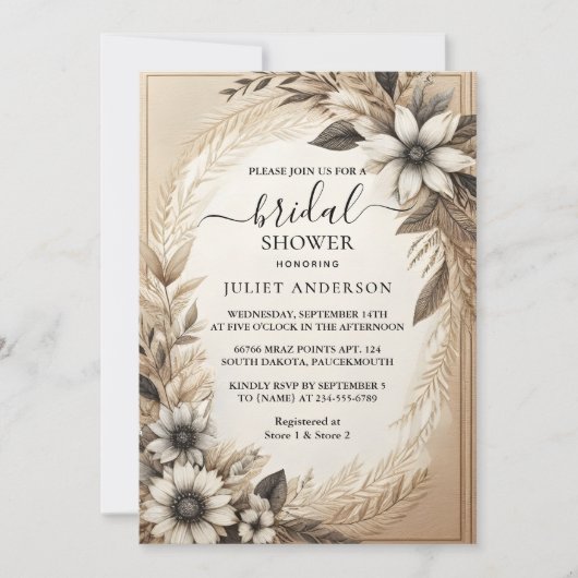 秋木紙再生紙ブライダルシャワー 招待状 (正面)