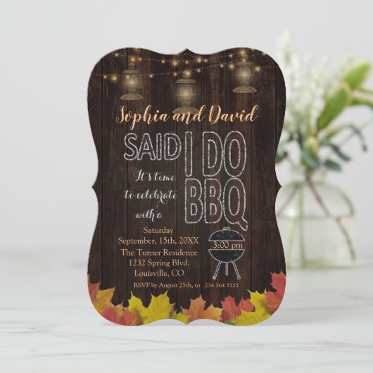 秋木製の弦のライト古いランタン私はBBQを行った後 招待状 (スタンド正面)