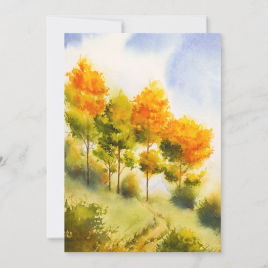 秋林 |秋のブーケの水彩結婚の色 招待状 (裏面)