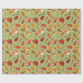 秋栗とキノコのシームレス包み紙 ラッピングペーパー (フラット)