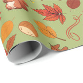 秋栗とキノコのシームレス包み紙 ラッピングペーパー (ロールコーナー)