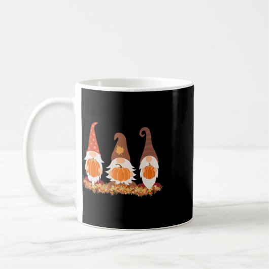 秋格言と紅葉かわいいグラフィック コーヒーマグカップ (左)