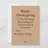 秋格言ハッピー感謝祭 シーズンカード (裏面)