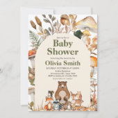 秋森林動物の赤ちゃんシャワー 招待状 (正面)