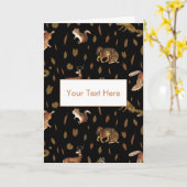 秋森林動物紅葉グリーティングカード カード (黄色い花)