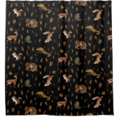 秋森林動物紅葉秋デコール シャワーカーテン (正面)