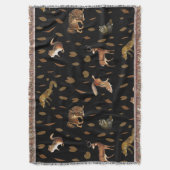 秋森林動物紅葉秋デコール スローブランケット (正面縦)