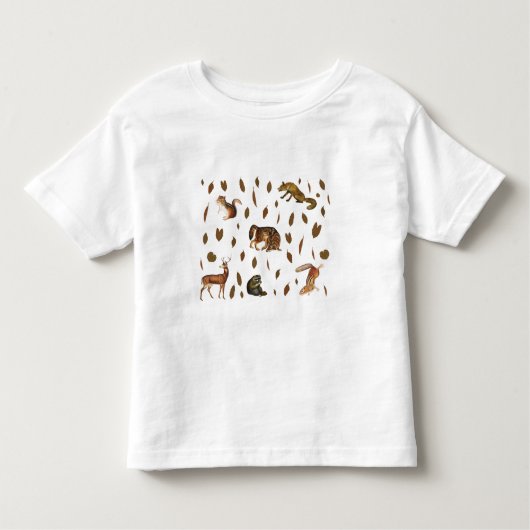 秋森林動物紅葉 トドラーTシャツ (正面)