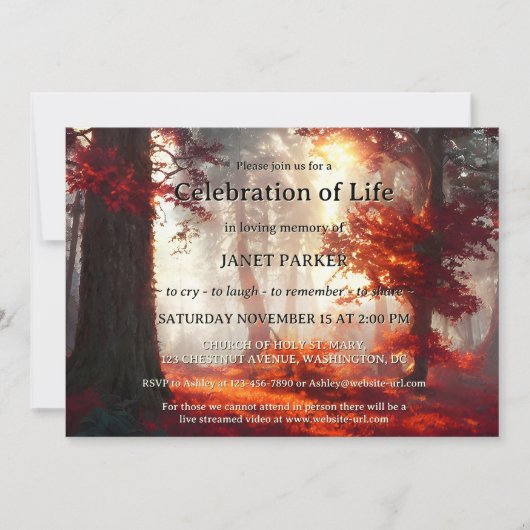 秋森林記念お祝いの写真 招待状 (正面)