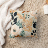 秋植物性シームレスフローラルパターン クッション (ブランケット)