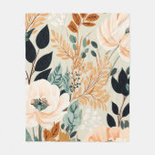 秋植物性シームレスフローラルパターン フリースブランケット (正面)