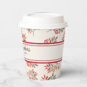 秋植物赤いの離れアイボリーのカスタマイズ 紙コップ (左)