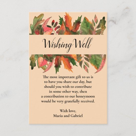 秋植物願い井戸ウッドランド結婚ズ エンクロージャーカード (正面)