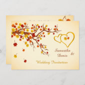 秋楓葉ハート結婚式招待状 招待状 (正面/裏面)