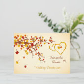 秋楓葉ハート結婚式招待状 招待状 (スタンド正面)