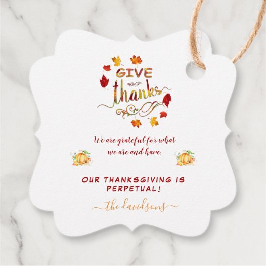 秋水の色の葉与え感謝していモノグラム フェイバータグ (裏面)