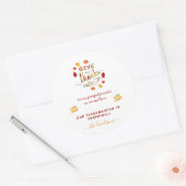 秋水の色の葉与え感謝していモノグラム ラウンドシール (封筒)