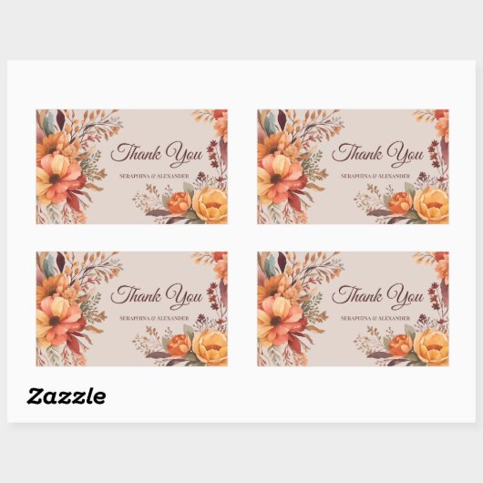 秋水の色素朴フローラありがとう結婚さん 長方形シール (シート)