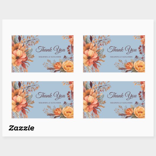 秋水の色素朴フローラありがとう結婚さん 長方形シール (シート)