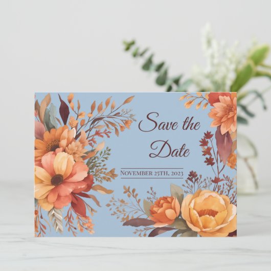 秋水の色素朴フローラ保存日付 招待状 (スタンド正面)