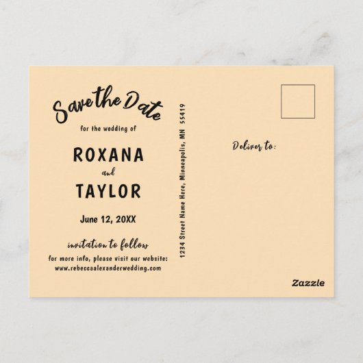 秋水の色葉の結婚式日付を保存 ポストカード (裏面)