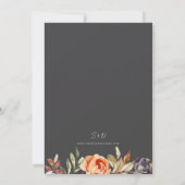 秋水カラー燃えたオレンジグレーフローラ結婚ズ 招待状 (裏面)